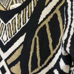 Forever 21 NWT  Black Cream Gold Metallic Yarn Fitted Sweater Dress Size Small Photo 4