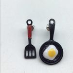 NEW fashion earrings fried egg in pan & spoon Photo 9