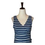 Eddie Bauer  Blue And White Striped Sleeveless V Neck Fit And Flare Dress Size S‎ Photo 3