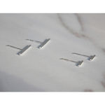 Boutique Fine 925 Sterling Silver Rhodium‎ Bar Staple Stud Earrings Photo 4