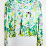 PINK - Victoria's Secret PINK Shirt Womens Cropped Long Sleeve Crewneck Tie Dye Shirt Size S Photo 0