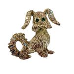 Vintage Multicolored Rhinestones Gold Tone Puppy Dog Lapel Pin Brooch Photo 6