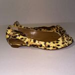 Stuart Wietzman Leather Animal Print Peep‎ Toe Slip On Flats Shoes Womens 7.5 M Yellow Photo 1