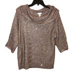 Chico's Chico’s Sequin Cowl Neck 3/4 Sleeve Sweater Gold‎ Bronze 1 Photo 0