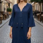 Lilly Pulitzer Del Lago Dress Women's Navy Blue Cotton Blend Bell Sleeve Size S Photo 0