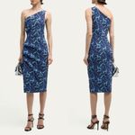 Chiara Boni NWT  La Petite Robe Hiroko 1 Shoulder Midi Dress Chat Classique Blue Photo 1