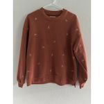 Madewell Sweatshirt Womens Small Rust Embroidered Bow Crewneck Preppy Lounge Photo 2