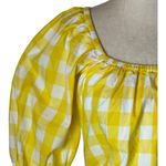 Color Me Courtney Shirt Women Small Yellow And White‎ Gingham Cropped Kris Top Photo 5