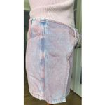 Y2K Pink Denim Mini Skirt Rhinestone Belt Paw Charm Distressed Size S Photo 3