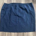 Roamans White label Navy Silk Mini Skirt Size 24 Photo 0