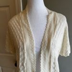 Crochet Knit Cardigan Top, Open Front, Short Sleeve, Cottagecore Style Size L Photo 2