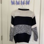 Women’s black white sequins patterned crewneck thick knit sweater medium Photo 3