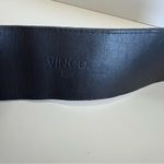 Vince  Women's Wide Black Buckle Leather Belt Photo 5
