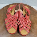Bare Traps Womens Dayna Sandals 7.5 Red Woven Leather Slingback Platform Wedge Photo 2