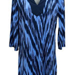 Michael Kors  Long Bell Sleeve Navy/Blue Dress Abstract‎ Size XS Split Neck Photo 0