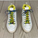P448 Faux Fur Lined Fanti High Top Sneakers 38 Yellow/Grey Silver $348 Photo 1