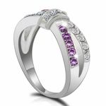 Amethyst Purple Criss Cross Silver Ring Photo 0