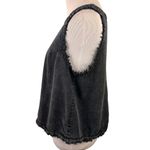 Altar'd State Black Distressed Burnout Fringe Button Up Back Sleeveless Blouse M Photo 3
