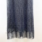 Vintage JS Collections Metallic Fringe Hem Lace Maxi Slip Dress Black 12 Size 8 Photo 10