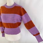 Topshop Bold Striped Soft Knit Crewneck Sweater Purple Rust Petite Size 4 Photo 12