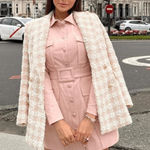 ZARA NWT  Textured Tweed Light Pink Double Breasted Blazer. Blogger fave. Size XS Photo 0