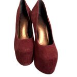 Topshop Burgundy Suede Platform Pumps 7” heels Size 8 Photo 3