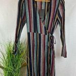 Rails  Metallic Lola Varadero Long Sleeve Striped Metallic Wrap Dress NEW S Photo 2