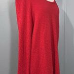 Pure Jill Candy Apple Red Cotton Crinkle Texture Long Sleeve Crew Neck Tunic Lg Photo 0