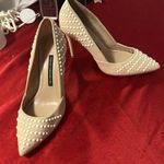 French Connection  Cream Pearl-Studded Heels 9 Preowned Photo 2