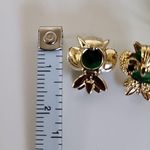 Gold Filled and Emerald Green Owl Stud Earrings Photo 6