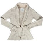 Kenji Womens Small Cream Shawl Collar Knit Cotton‎ Blend Cardigan Sweater Tan Photo 0