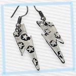 Trendy and Lightweight Silver Lightning Bolt Earrings with Star Accents Photo 1