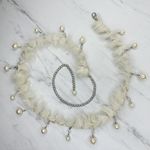 Beaded Faux Fur Woven Silver Tone Chain Link Belt One Size OS Boho ✨ Photo 0