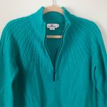 Vineyard Vines  Sweater Quarter 1/4 Zip Teal Blue Green Cableknit Shoulders Sz M Photo 8
