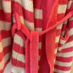 Casual Moments Pink and White Hooded Striped Bathrobe w/belt womens size smal Photo 4