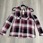 Iky & Me Pink/Burgundy Plaid Button Up Shirt Photo 0