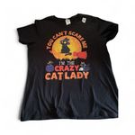 Port & Co Black SS Tee XL You Can’t Scare Me~ I’m The Crazy Cat Lady” Halloween Photo 0