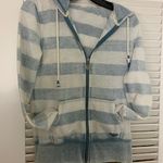 Roxy XS  White Blue Faded Stripe Zip Up Hoodie Photo 0