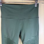 Alo Yoga High Waist Moto Leggings Olive Green Ribbed Panel Activewear Pants Photo 1