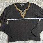 Vintage Isabella Bird Medium Merino Angora Cashmere Beaded Brown Sweater Green Photo 6