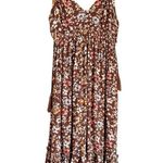 Pinkblush  Boho Brown Floral Empire Waist Ruffle Hem Maternity Midi Dress Small Photo 2