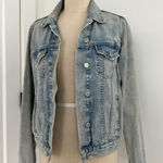 Topshop Moto Light Wash Distressed Denim Jacket Womens Size XS US 2 Photo 0