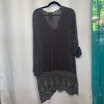 Johnny Was floral Embroidered Tunic Dress Roll-Tab Sleeve Bohemian Gray Small Photo 3