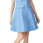 Color Me‎ Courtney Dress Womens 0 Blue Denim Alle Utility Fit And Flare Mini Photo 0