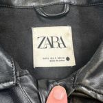 ZARA Women Faux Leather Shirt Jacket S Black Shacket Button Up Moto Pockets Rock Photo 2