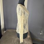 Women’s Sheer Sexy Cream Lace Floral Long Sleeve Top Bodycon Size L NWOT Size L Photo 2
