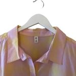 Nordstrom BP Window Pane Crop Boxy Pink Yellow Button-Up Shirt SZ 1X Photo 3