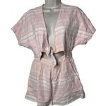 Mara Hoffman Revolve X  Swim Cotton Tie Front Romper in Pink Stripe sz S Photo 1