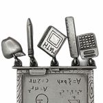 JJ Chalkboard and School Math Supplies Pin Vintage Silver Photo 3