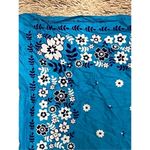 Vintage Turquoise Floral Trim Bandana Pocket Square Blue Photo 5